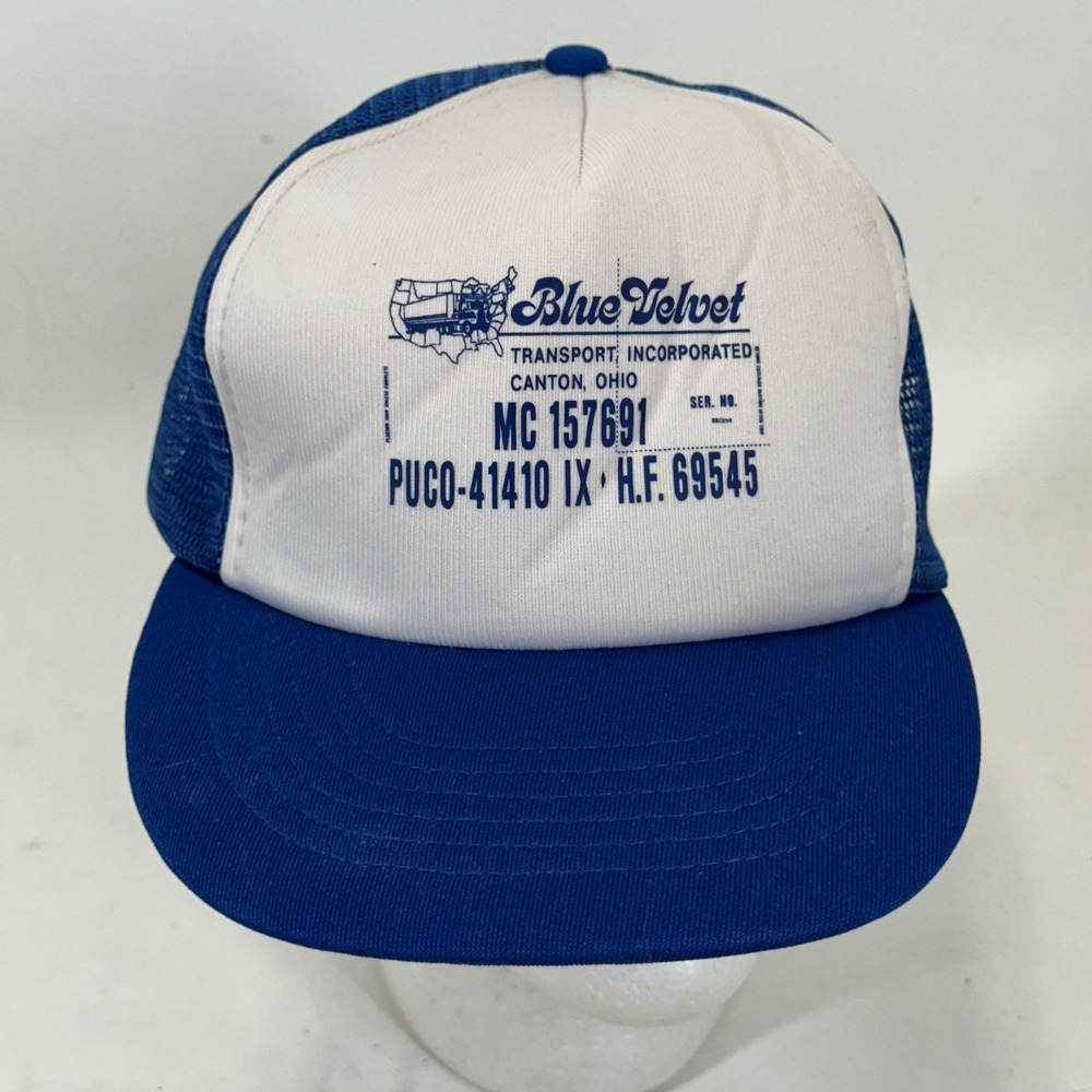 Vintage Capital Blue Velvet Transport Canton Ohio Trucker Hat Blue Snapback